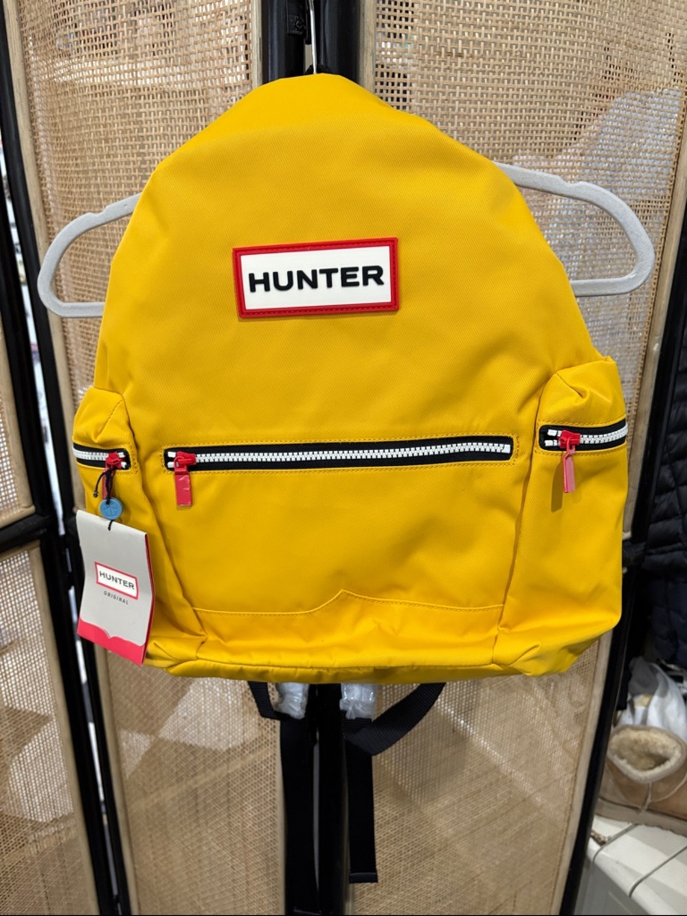 Hunter Bright Yellow Backpack with Red Accents